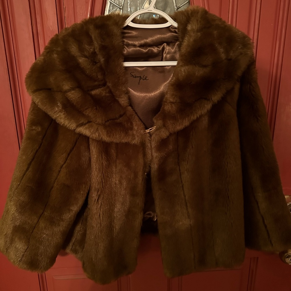 EUC Brown Faux Fur Waist Length Coat